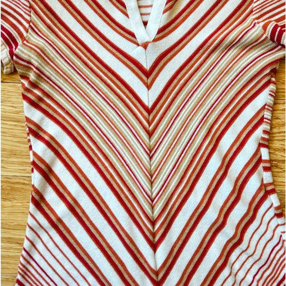 vintage 70s style chevron stripe orange brown tshirt - Picture 3 of 8